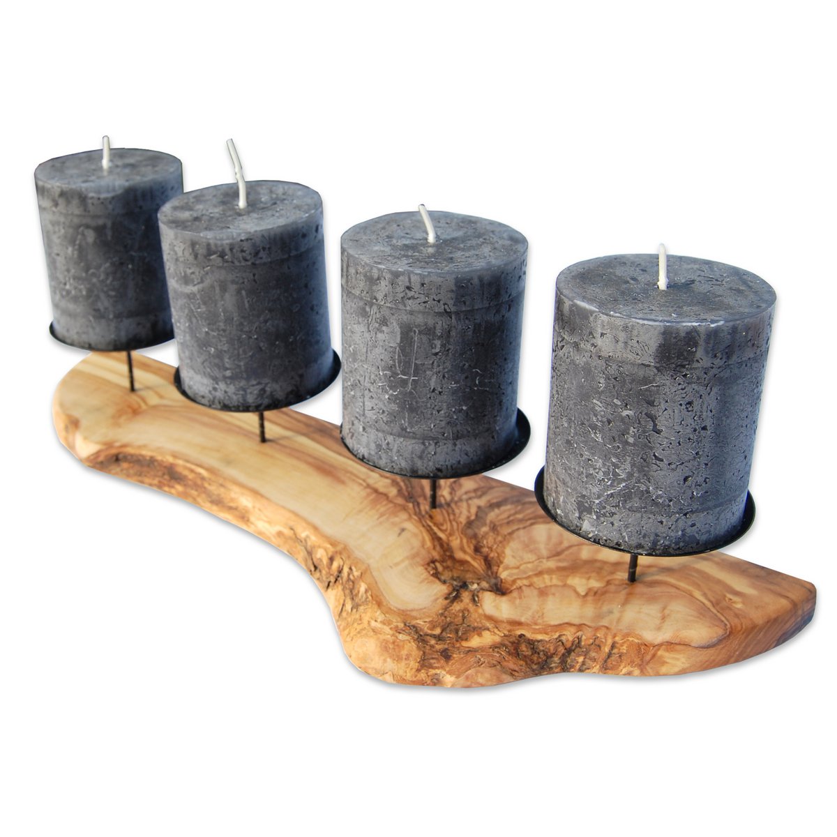 4 candlesticks ADVENT-rustic made of olive wood