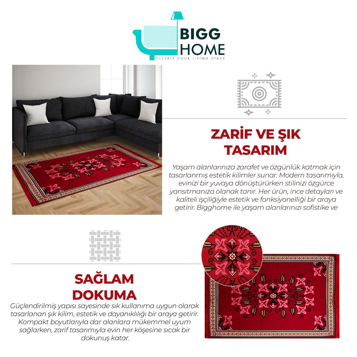 BiggHome Rug - 80x150 cm, Machine Washable, Durable, Ethnic-inspired Pattern for Living Room, SA25PY, 31.5 x 59.06 inches ,3.21 lbs.