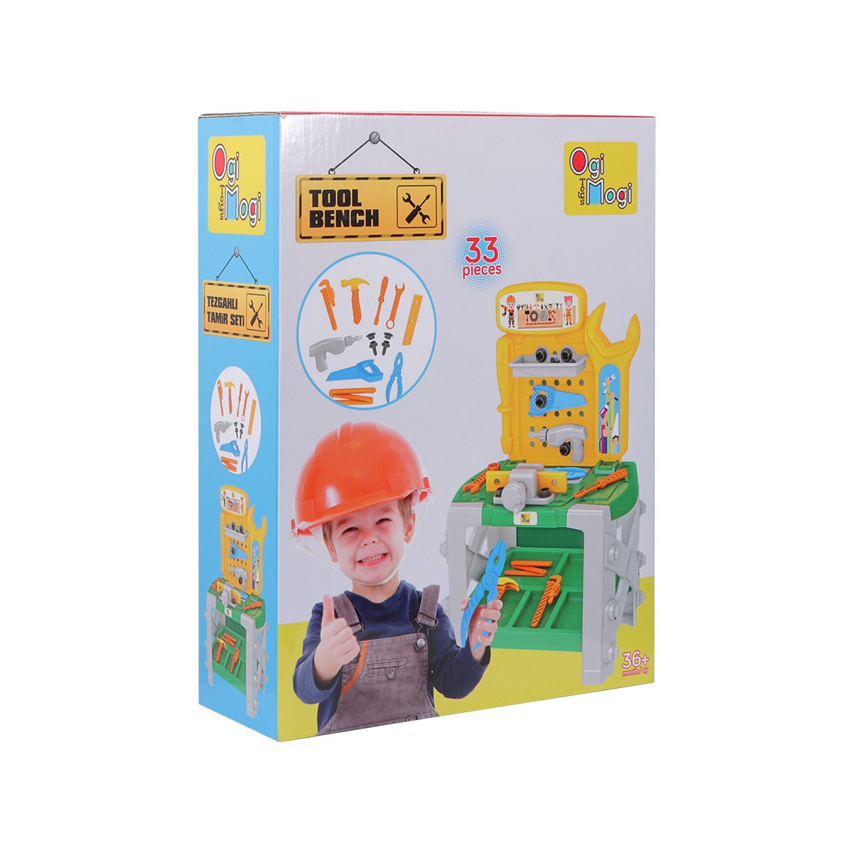 Ogi Mogi Kids Tool Bench, 33 Pieces Construction Workbench with Electric Drill