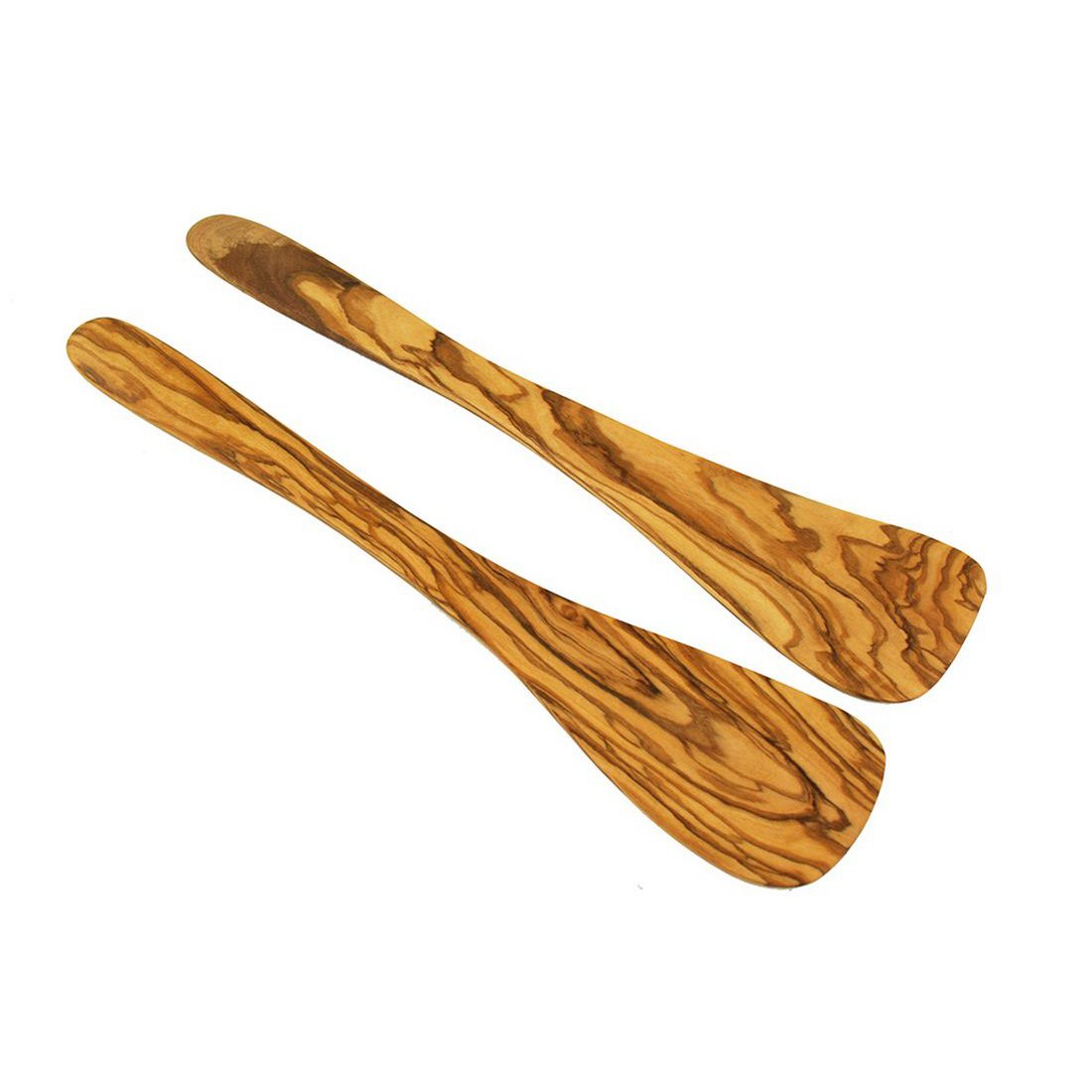 Set of 2 kitchen spatulas without holes made of olive wood