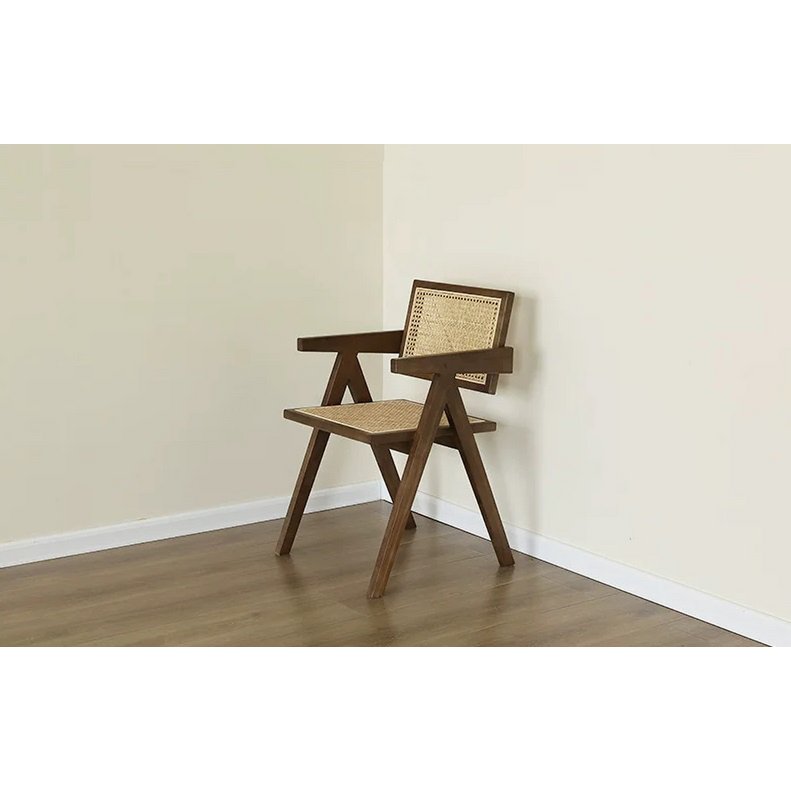 chair Pierre Jeanneret wood + rattan, high quality