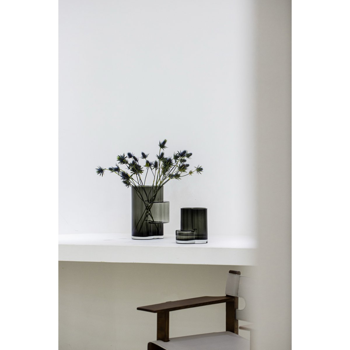 Innovative modernist tall vase, top design, constructivist FUSIO 32 Gray