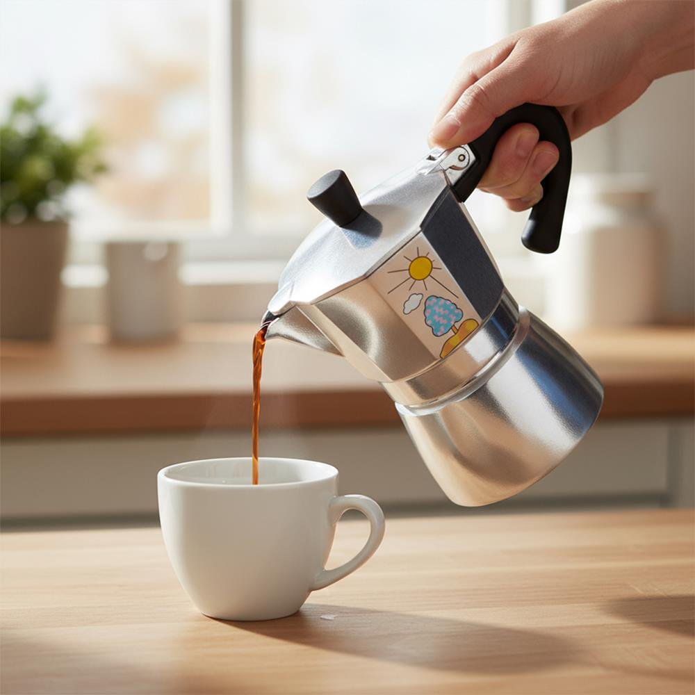 Any Morning Stainless Steel Espresso Coffee Stovetop Maker Pot 6 Cups, 8 oz