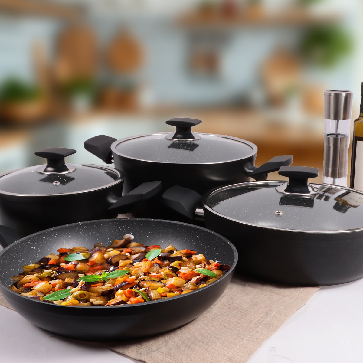 Serenk Excellence 7 Pieces Granite Pots and Pan Set Induction