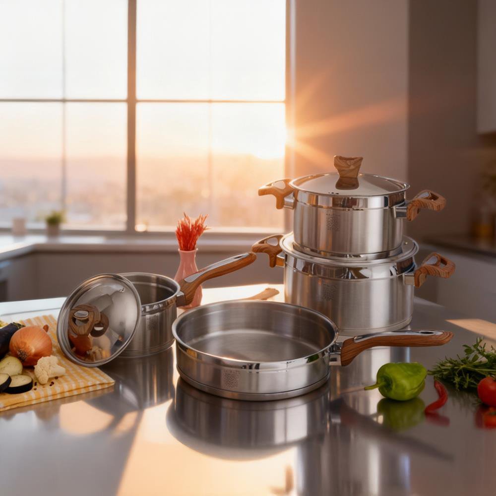Serenk Definition Stainless Steel 7 Pieces Cookware Set, Pots and Pans