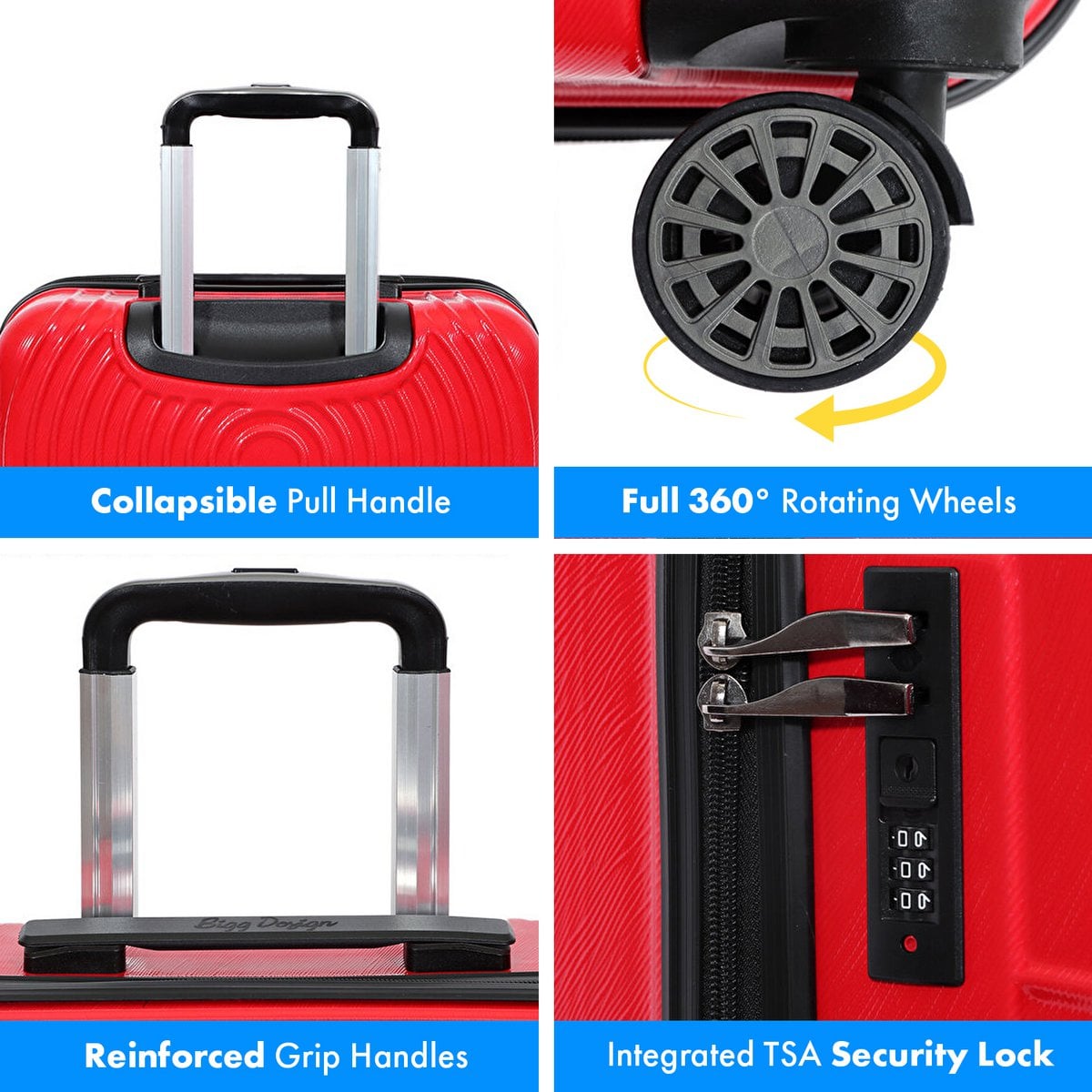 Biggdesign Cats Hardshell Spinner Luggage Set, Red, 3 Pcs  44 - 66 - 99 lbs