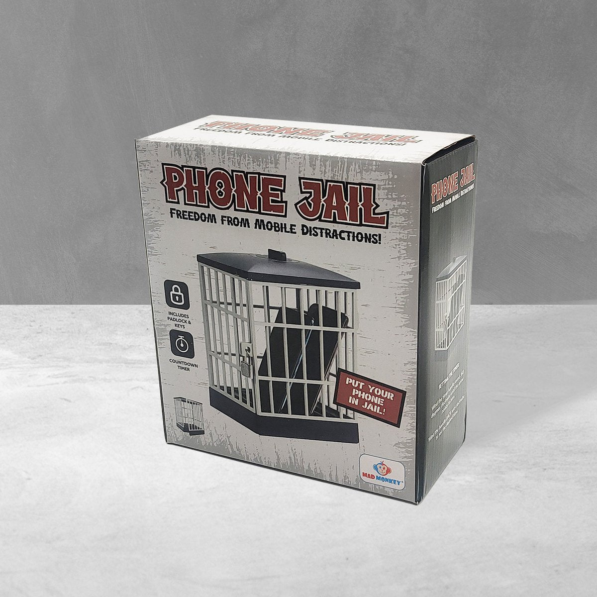 Mad Monkey - Cell Phone Jail with Timer and Key - The ultimate solution for cell phone addicts