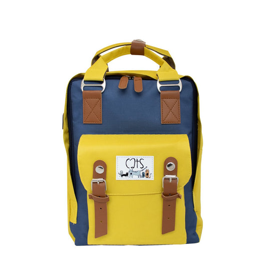 Biggdesign Cats USB Laptop Backpack, 14” Laptop Compatible, Water-Resistant, Lightweight, Unisex, Yellow