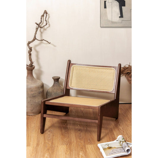 Designer rattan and wood seat - fauteuil - Kangaroo - Japandi style