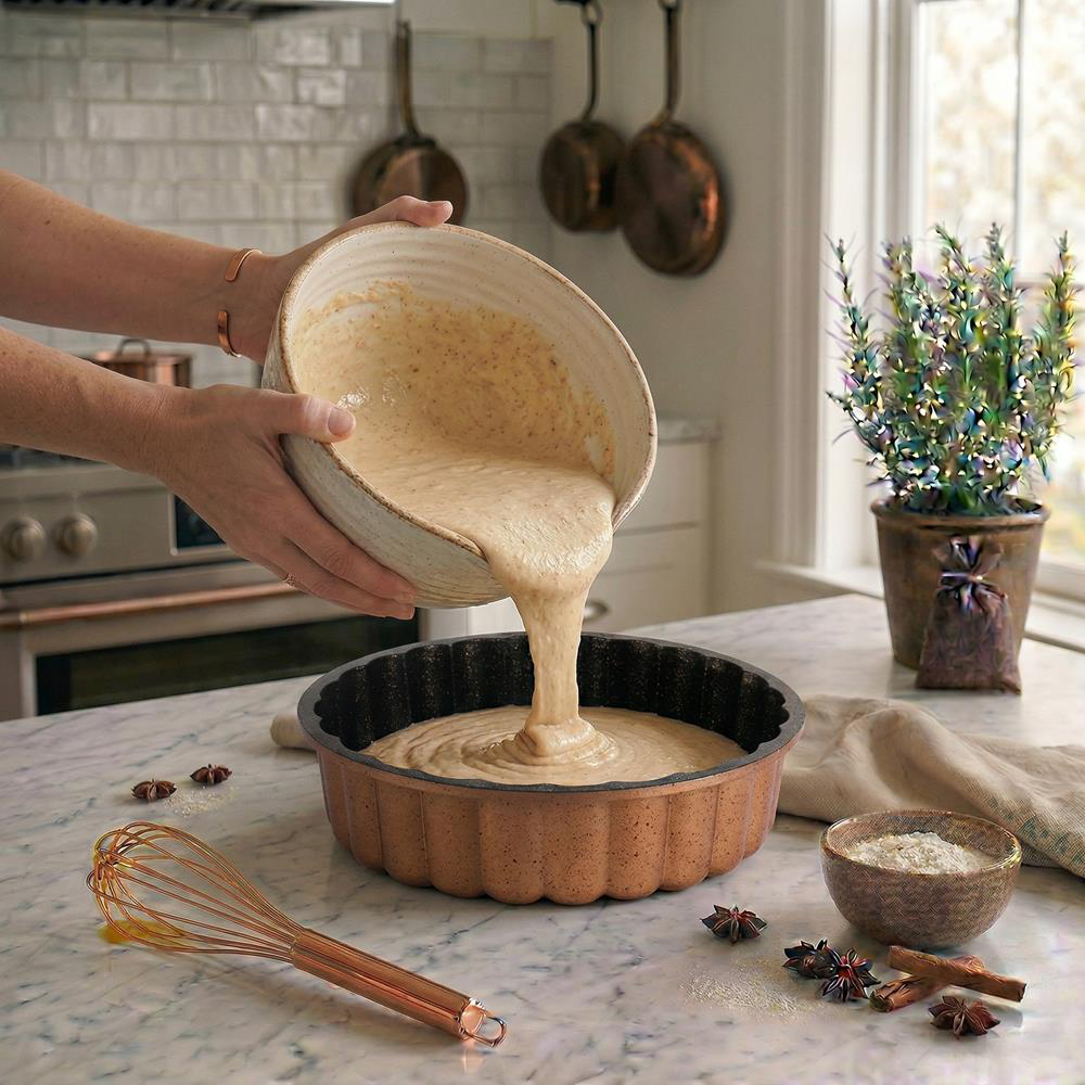 Serenk Fun Cooking Tart Pan, Nonstick Bakeware, Baking Pan for Pie, Round, 11 in