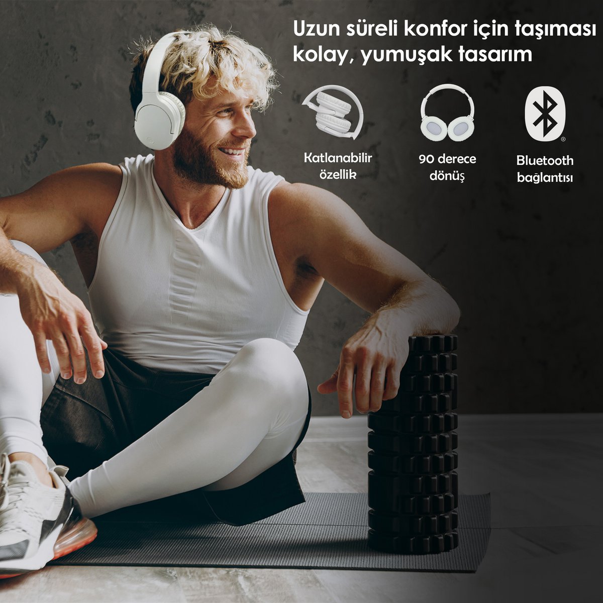 Moodix KO23BT1100W Bluetooth On-Ear Headphones, White