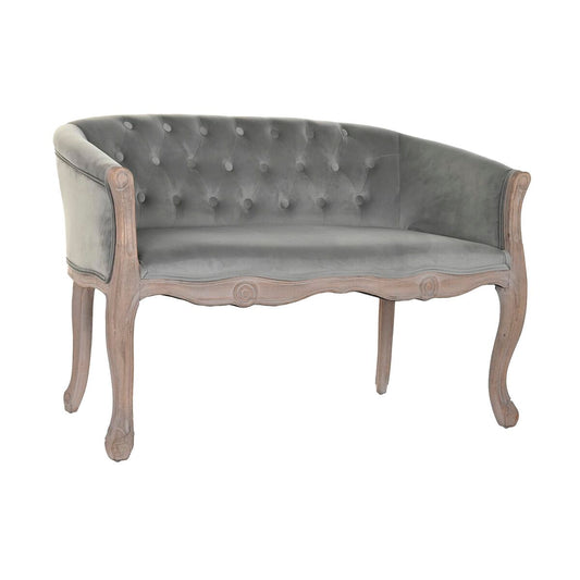 Sofá DKD Home Decor 107 x 60 x 69 cm, Gris, Terciopelo y Madera de Árbol del Caucho