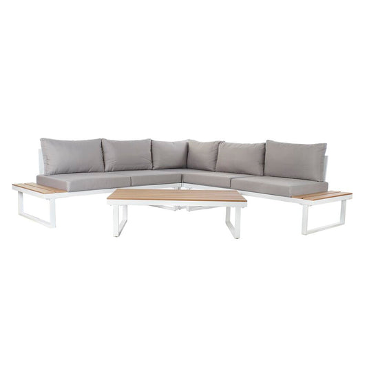Gartensofa DKD Home Decor, Grau, Kunstharz & Stahl, 231 x 219 x 74 cm