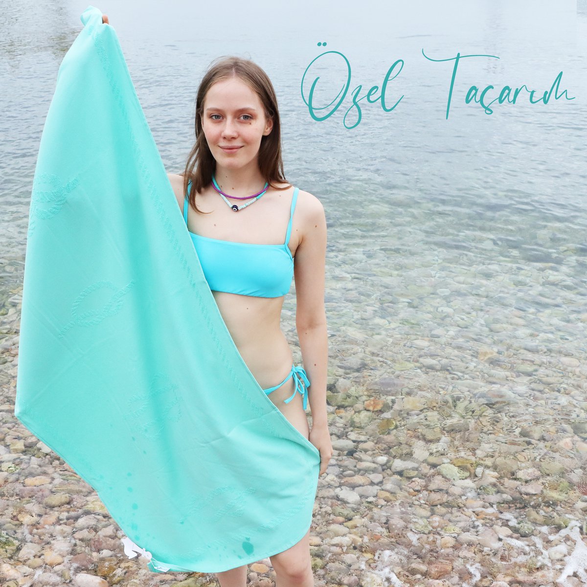 Anemoss Sailor Knots Beach Towel – Mint Green, 140x70 cm/27.5x55 inches