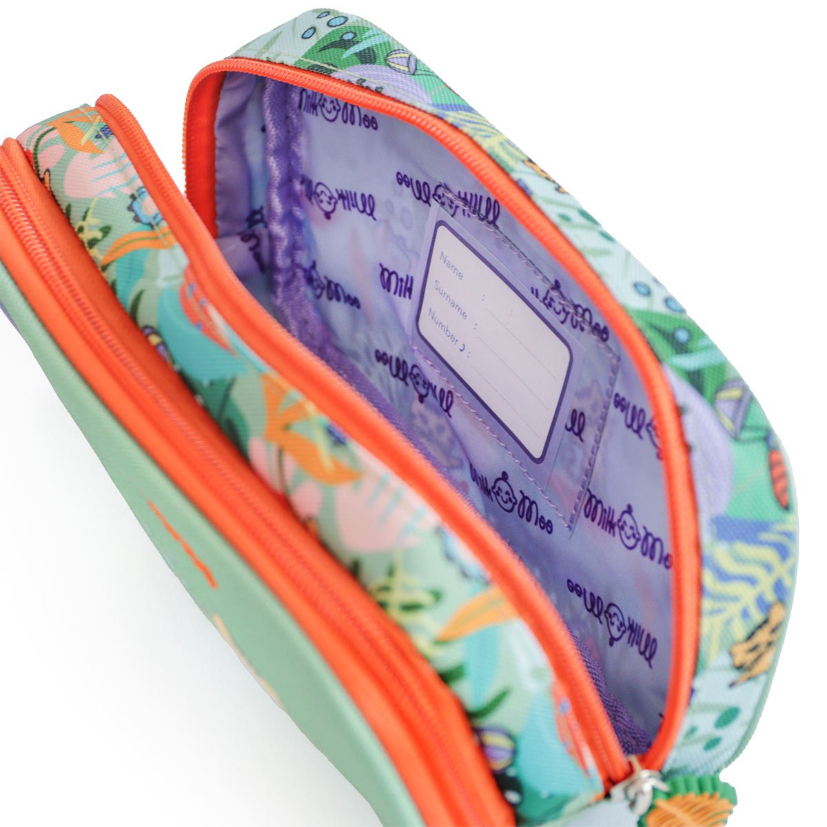 Milk&Moo Jungle Friends Double Compartment Pencil Case – Fun & Functional for Kids & Adults