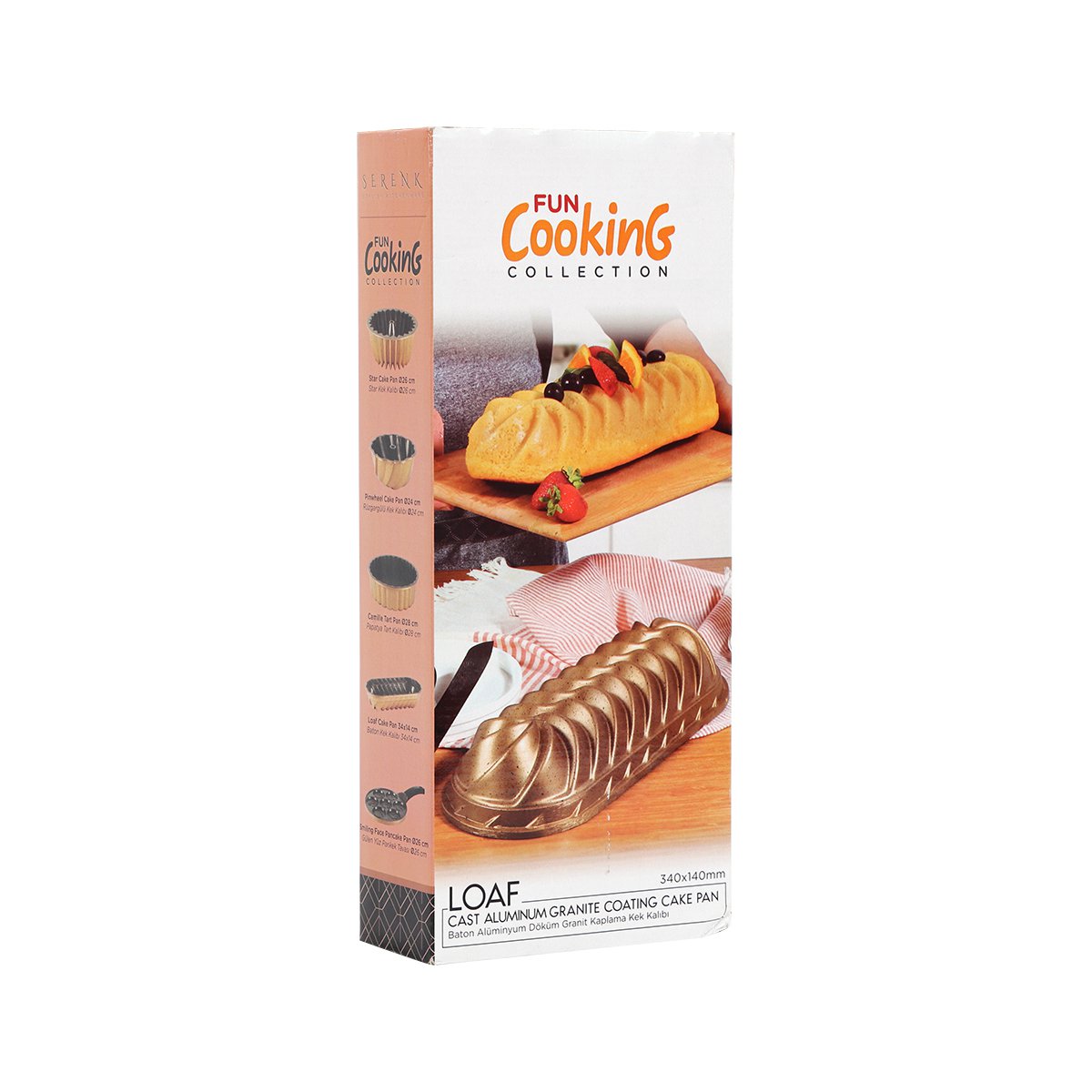 Serenk Fun Cooking Loaf Cake Pan Baking Bread, Fluted Cast Mold,  13.3 x 5.5 inch