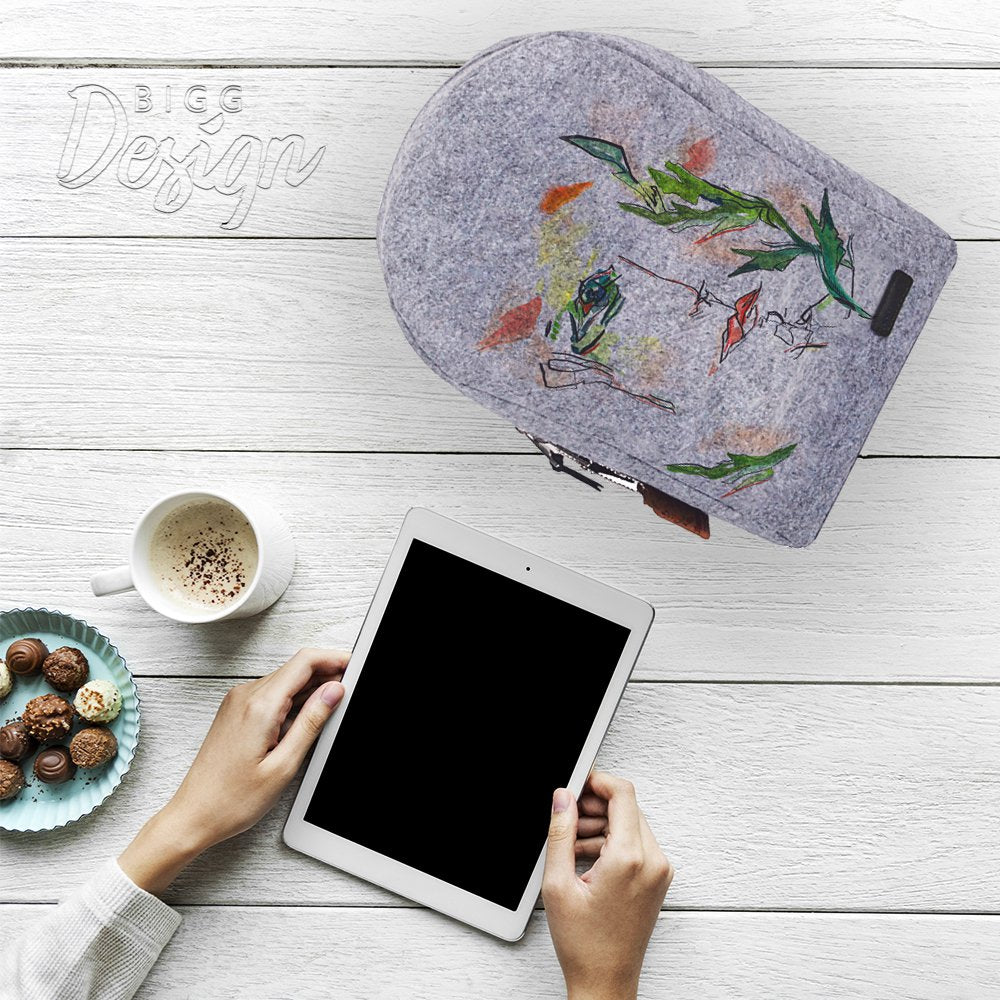 Biggdesign Faces Zippered Felt Backpack