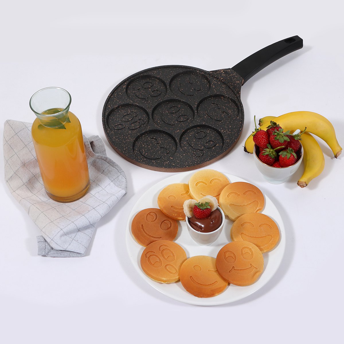 Serenk Fun Cooking Smile Mini Pancakes Maker, 10.2 inch, Nonstick Bakeware