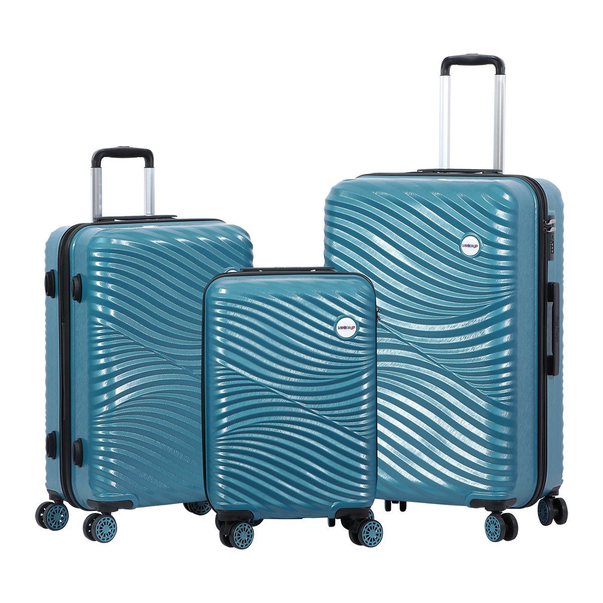 Biggdesign Moods Up Hard Luggage Sets, Steel Blue, 3 Pcs. 44 - 66 - 99 lbs