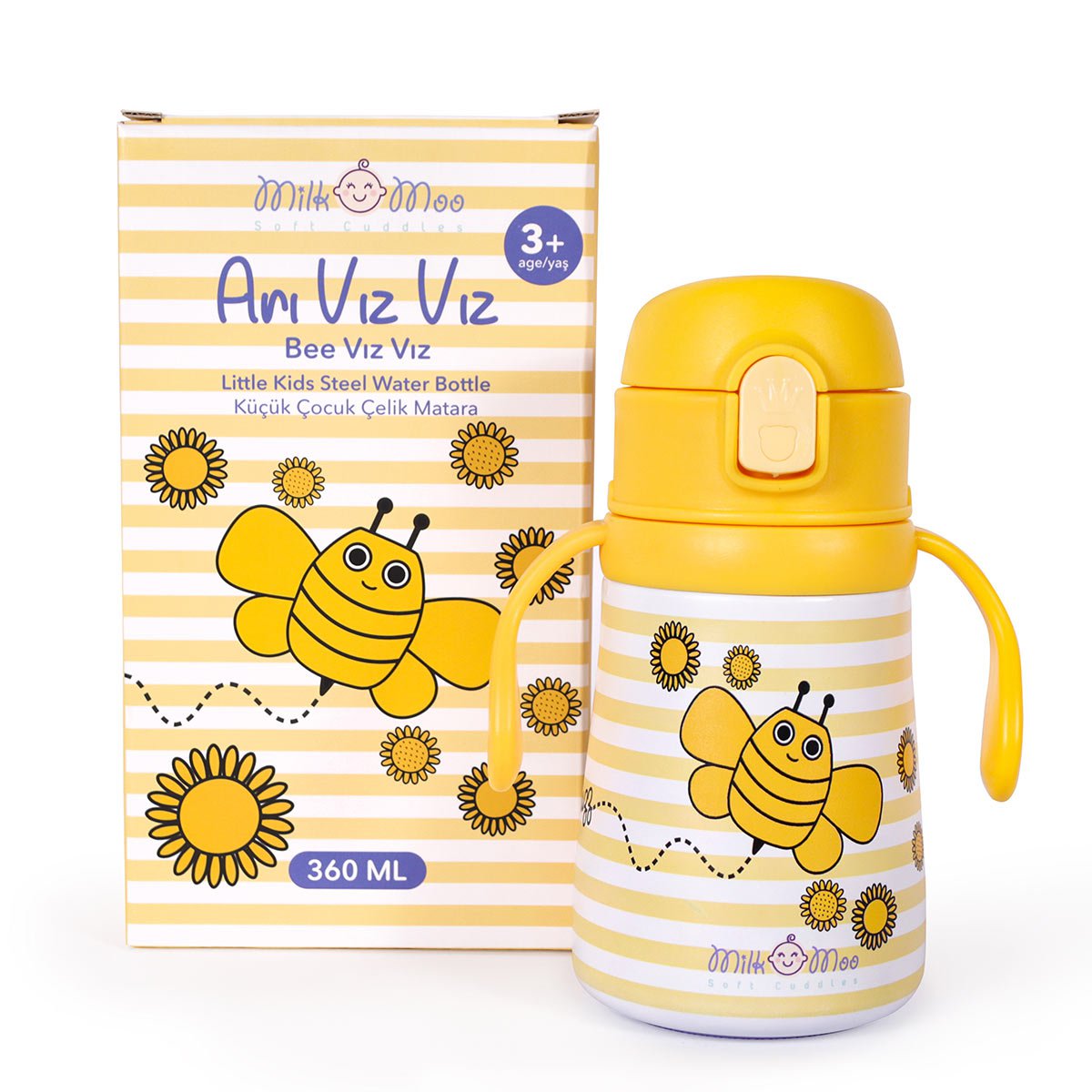 Milk&Moo Steel Kids Water Bottle Arı Vız Vız 360 ml