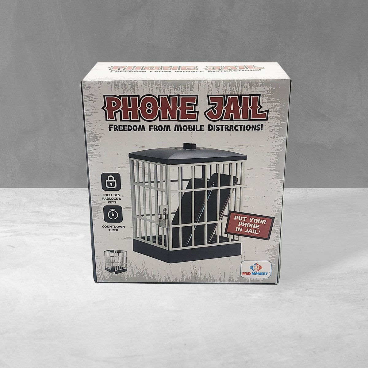 Mad Monkey - Cell Phone Jail with Timer and Key - The ultimate solution for cell phone addicts