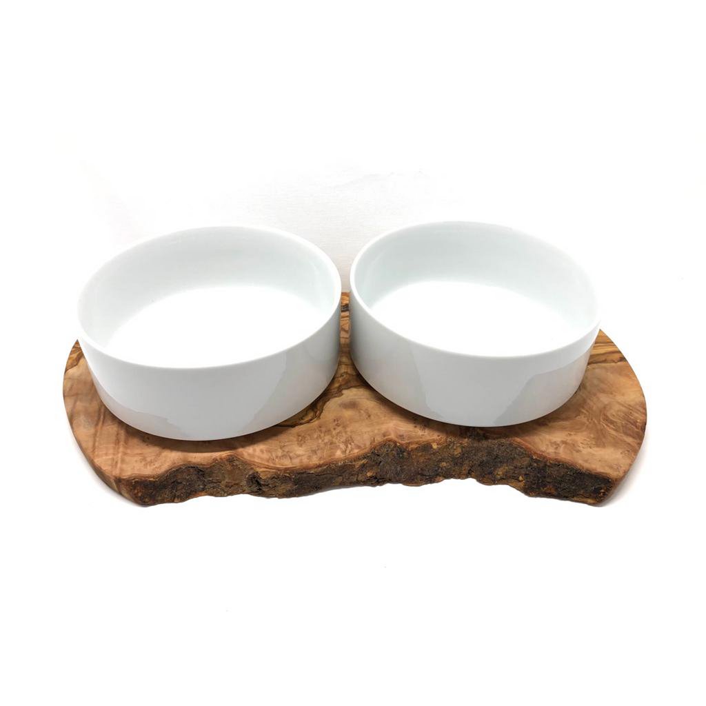 Feeding station RUSTY (2x 1.5 liter porcelain bowl) for feed and water