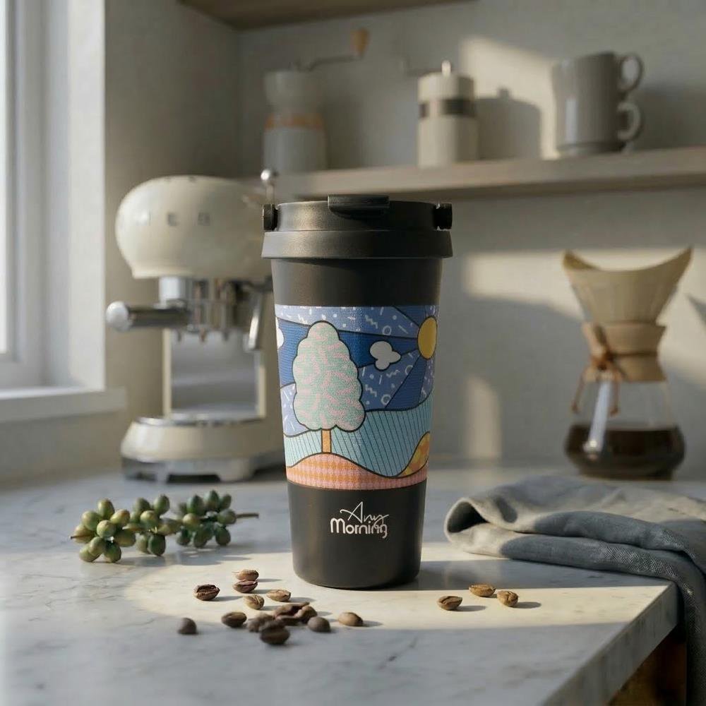 Any Morning Thermos 17 Oz. Stainless Steel Insulated Travel Mug, Coffee Mug 500 Ml