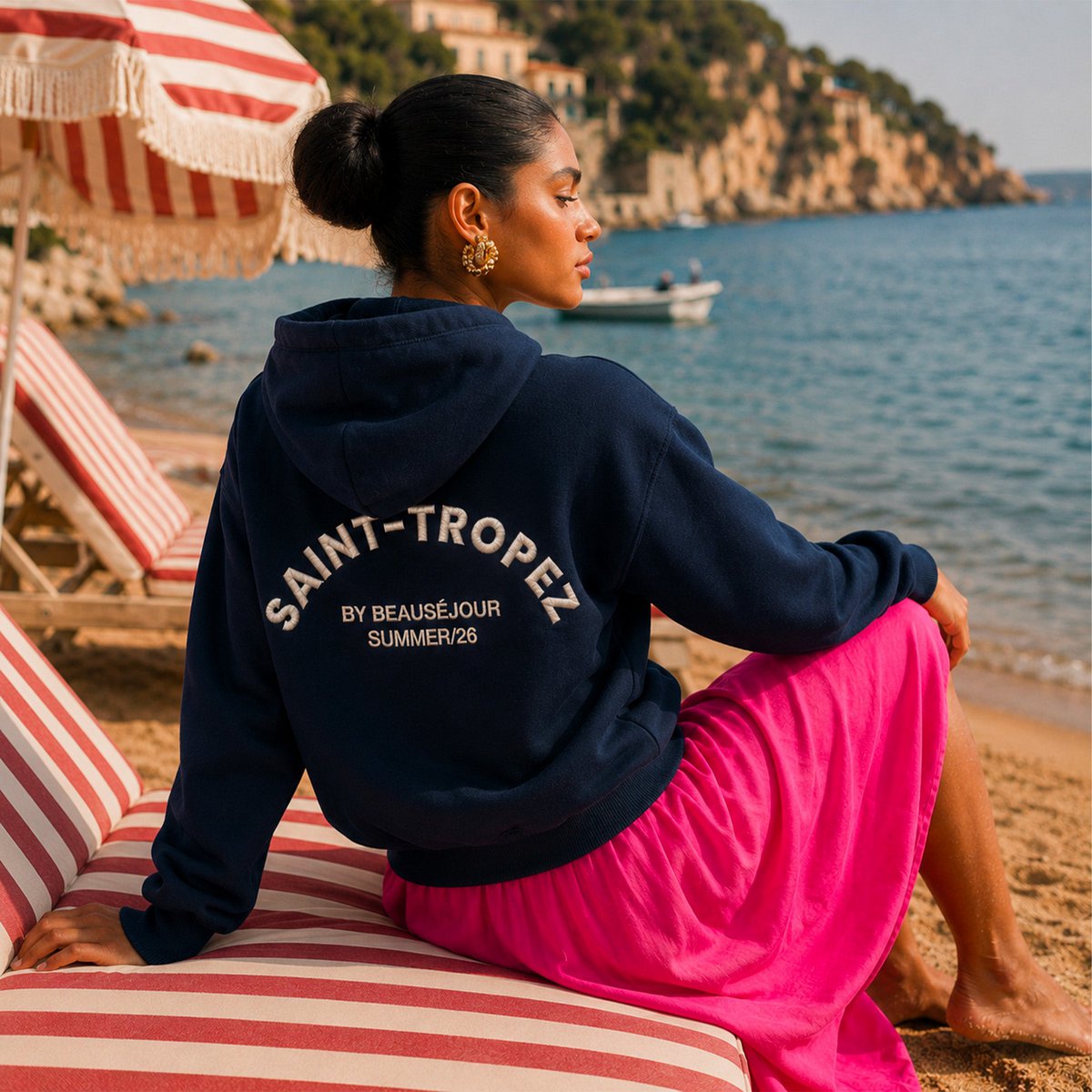 Hoodie Bleu marine Saint-Tropez Femme