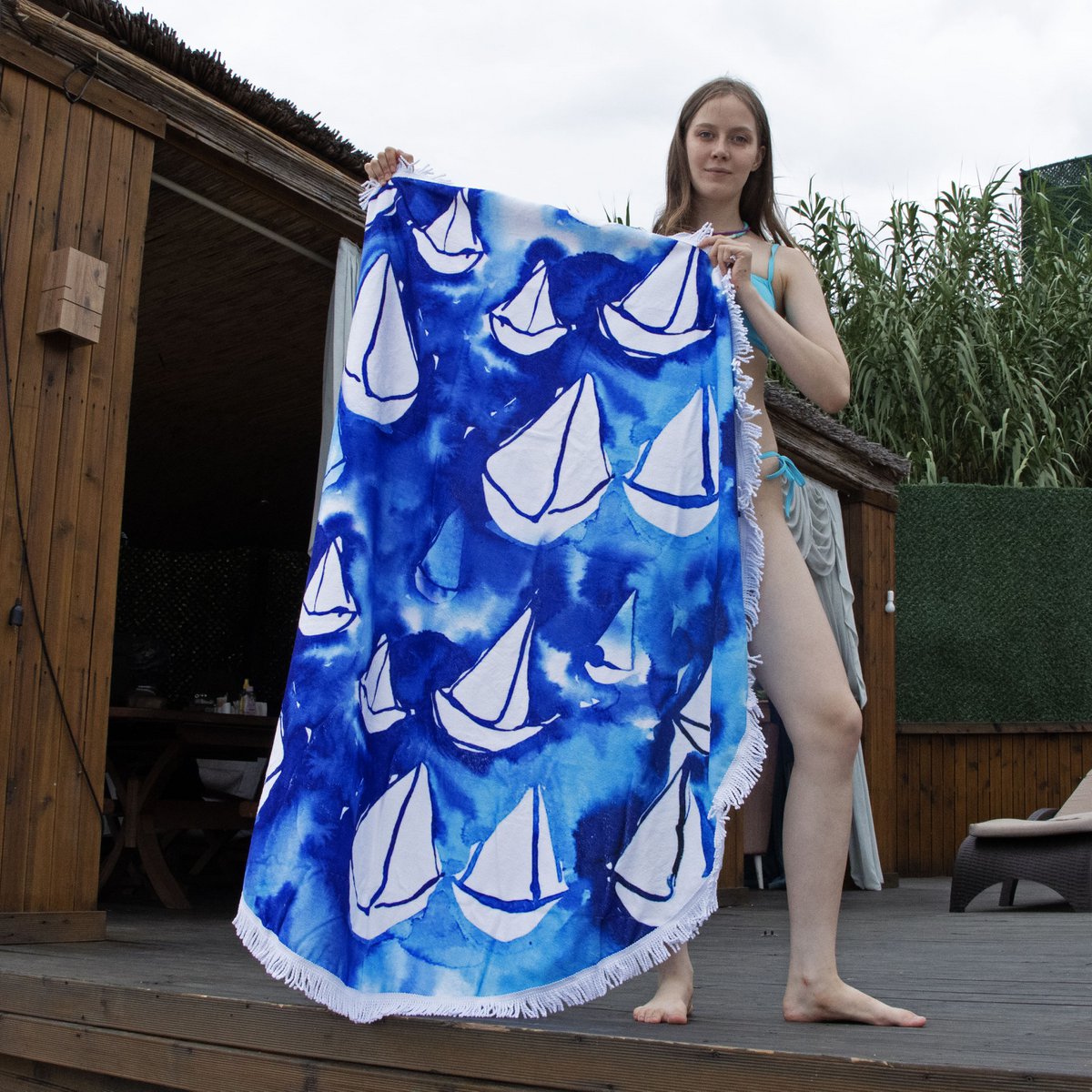 Anemoss Sailboat Round Beach Towel