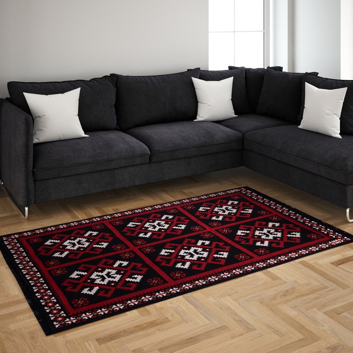 BiggHome Rug - 120*180 cm, Machine Washable, Durable, Ethnic-Inspired Pattern for Living Room, SA25MK , 47.24 x 70.87 inches, 5.7 lbs