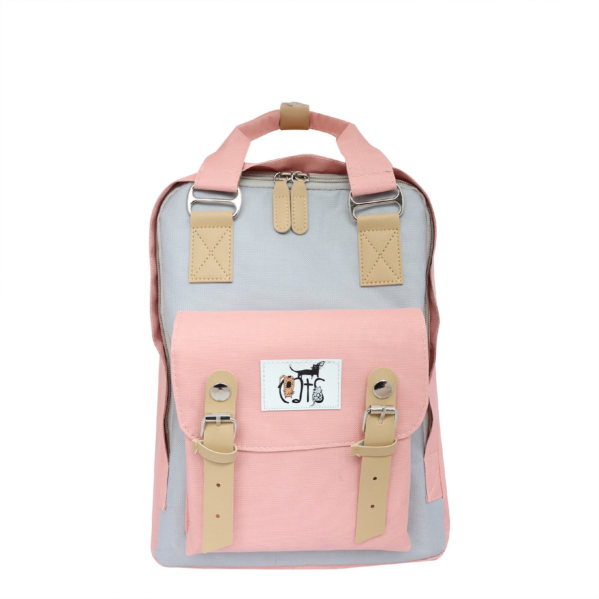 Biggdesign Cats USB Laptop Backpack, 14” Laptop Compatible, Water-Resistant, Lightweight, Unisex, Pink