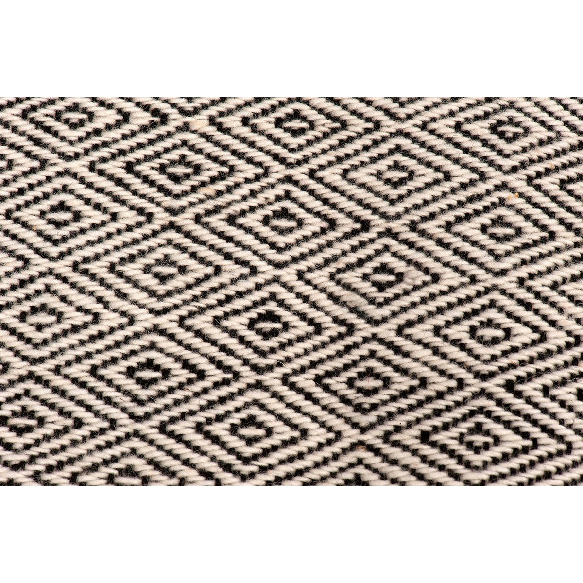 Rombo Wool Rug Aztec - Southwestern - Ethnic Design - Black and White diamond design - Small rug