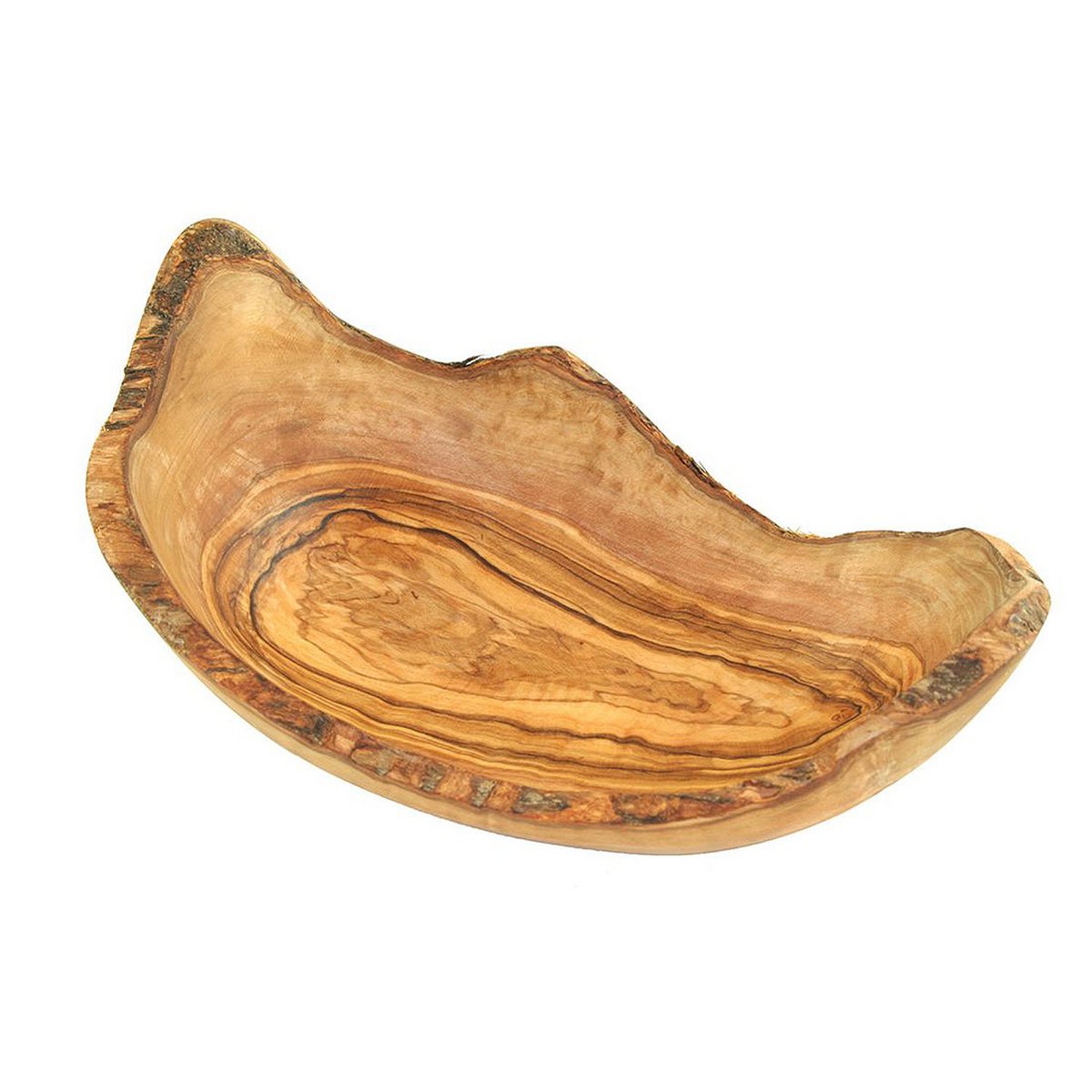 Fruit bowl rustic edge (length: 25 - 29 cm) made of olive wood