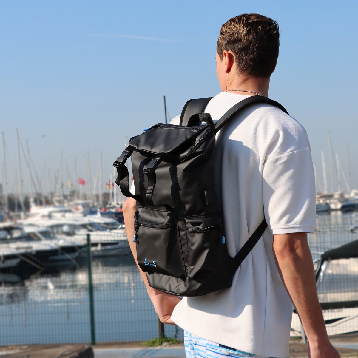 Anemoss Water Resistant Laptop Backpack, with 15 Inch Laptop Compartment, Black