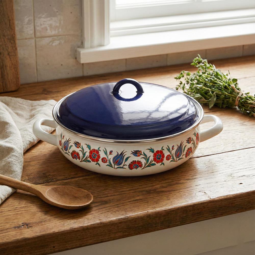 Serenk 26 cm Enamel Belly Shallow Casserole