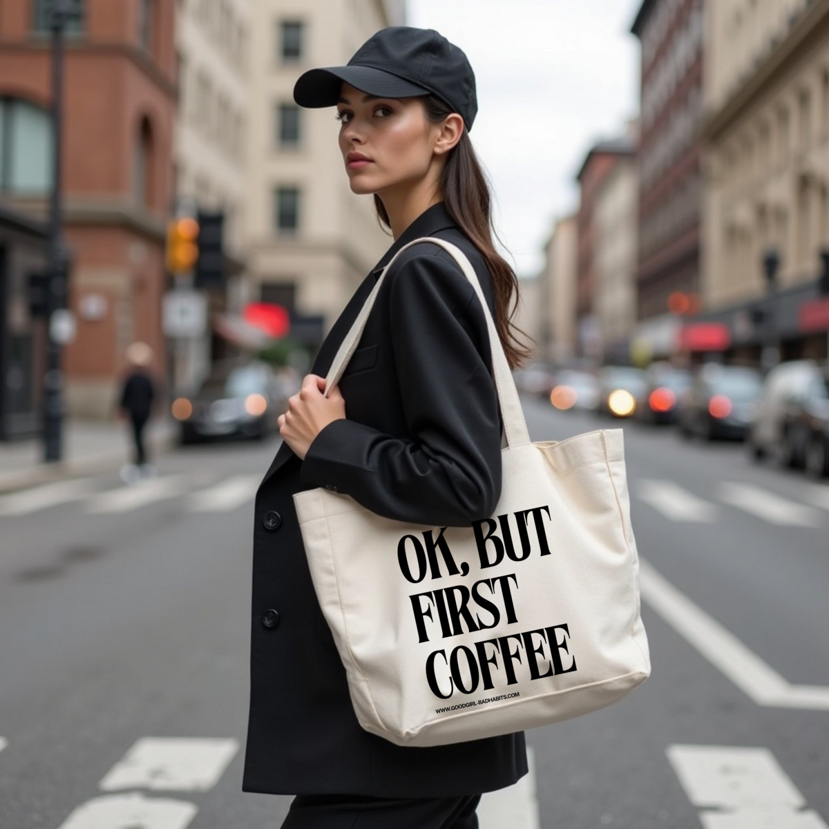 Tote Bag "OK, BUT FIRST COFFEE"