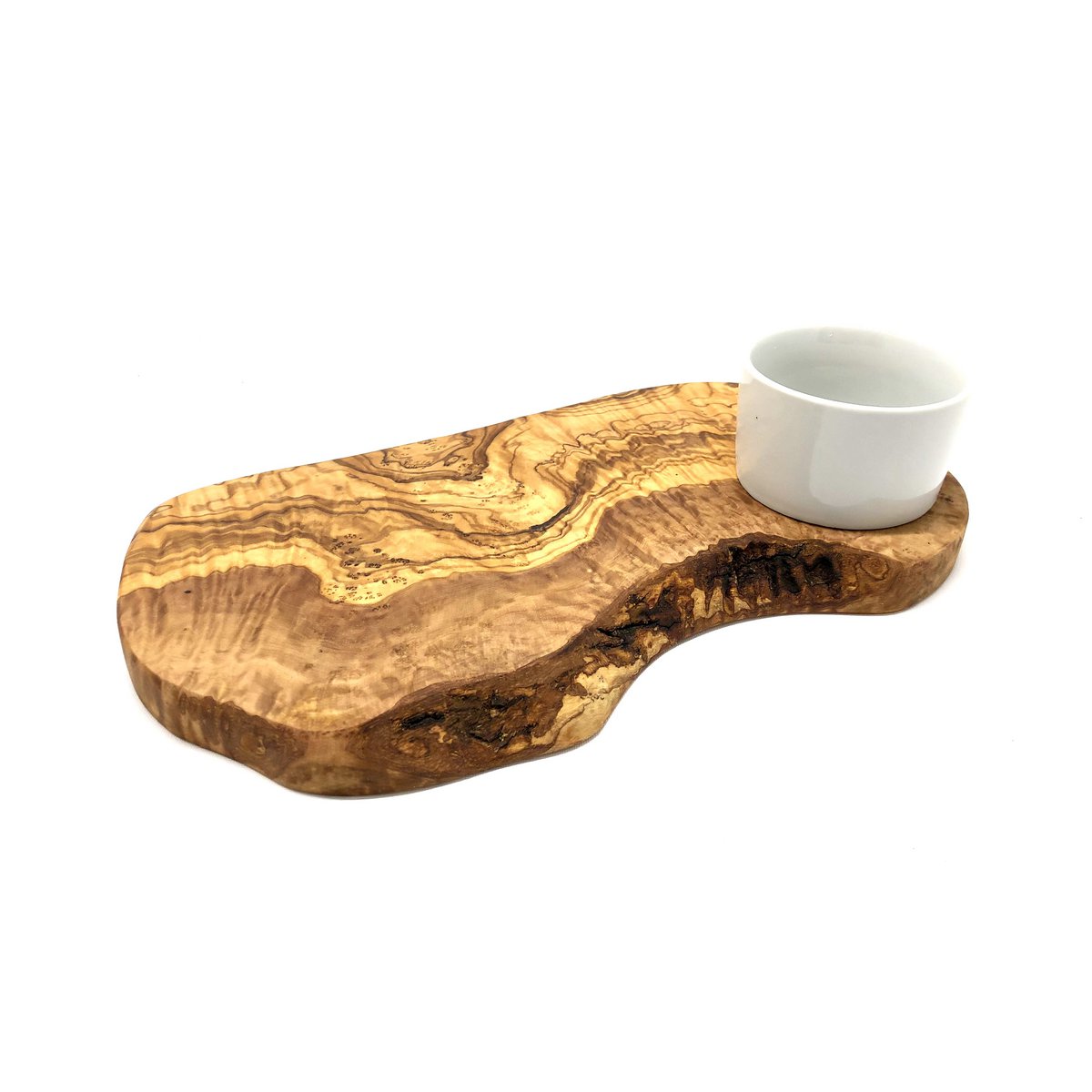 Burger board RUSTIC including porcelain bowl (length approx. 40-44 cm)
