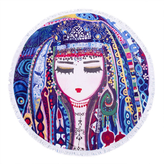 Biggdesign Blue Water Round Beach Towel