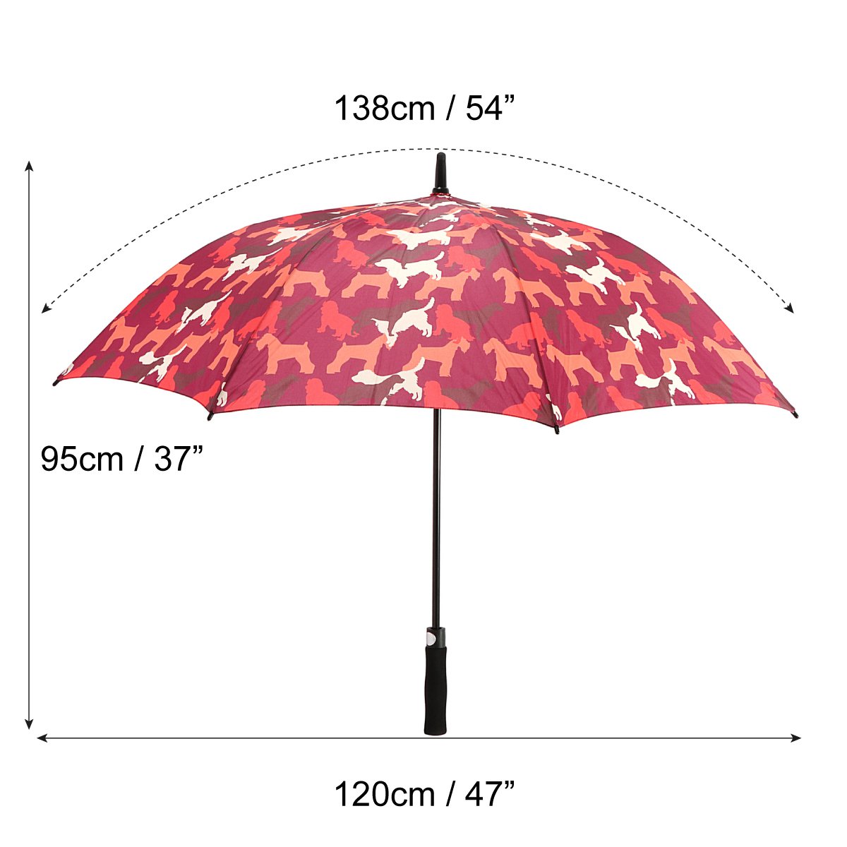 Biggdesign Dogs Large Umbrella, for Men and Women, Ø 47 inch, 8 Ribs, Windproof