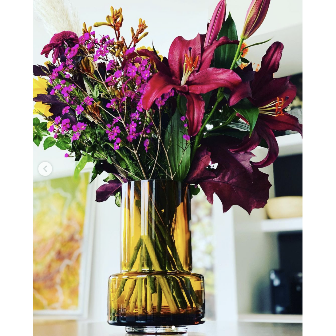 LUXURY 9mm glass vase, amber color: TYLER 25 retro design style