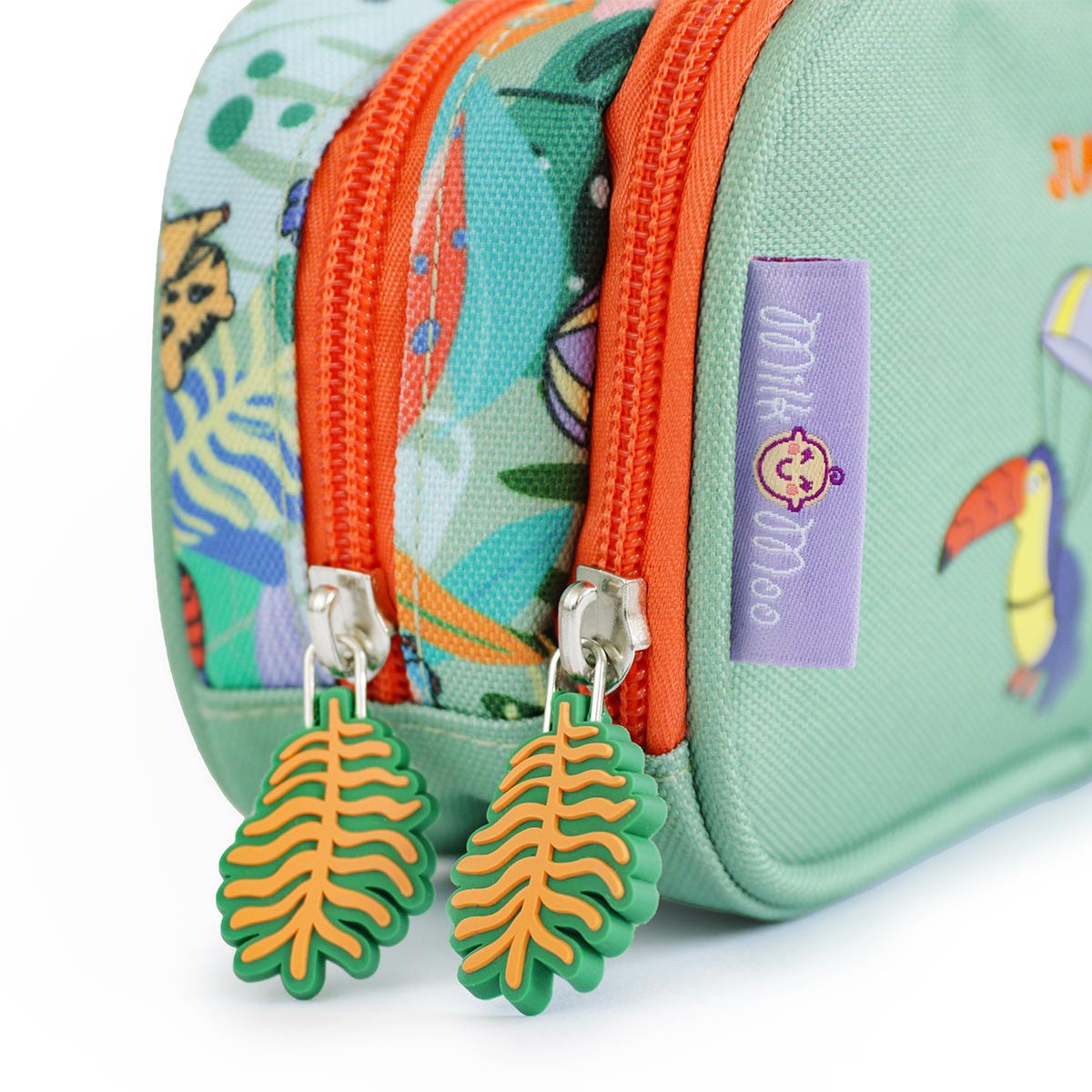 Milk&Moo Jungle Friends Double Compartment Pencil Case – Fun & Functional for Kids & Adults