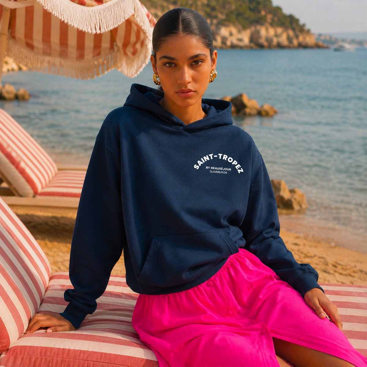 Hoodie Bleu marine Saint-Tropez Femme