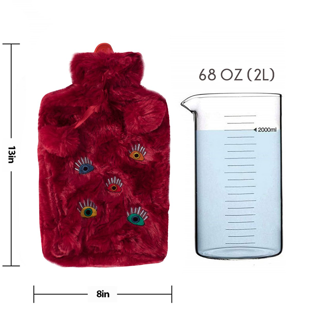 Biggdesign My Eyes on You Hot Water Bottle with Soft Plush Cover 68 OZ