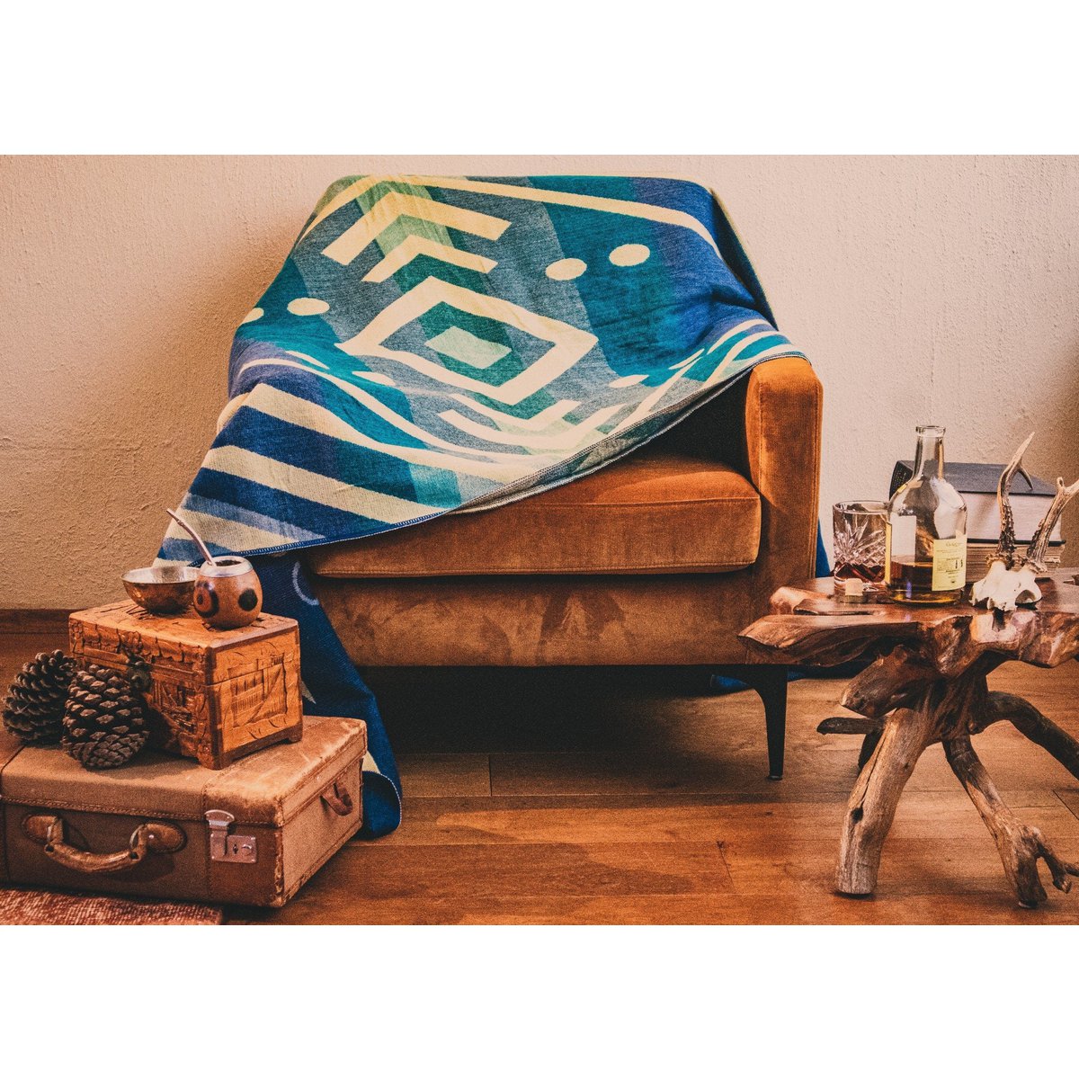 Ecuadorian alpaca blanket | native blanket | Imbabura Blue