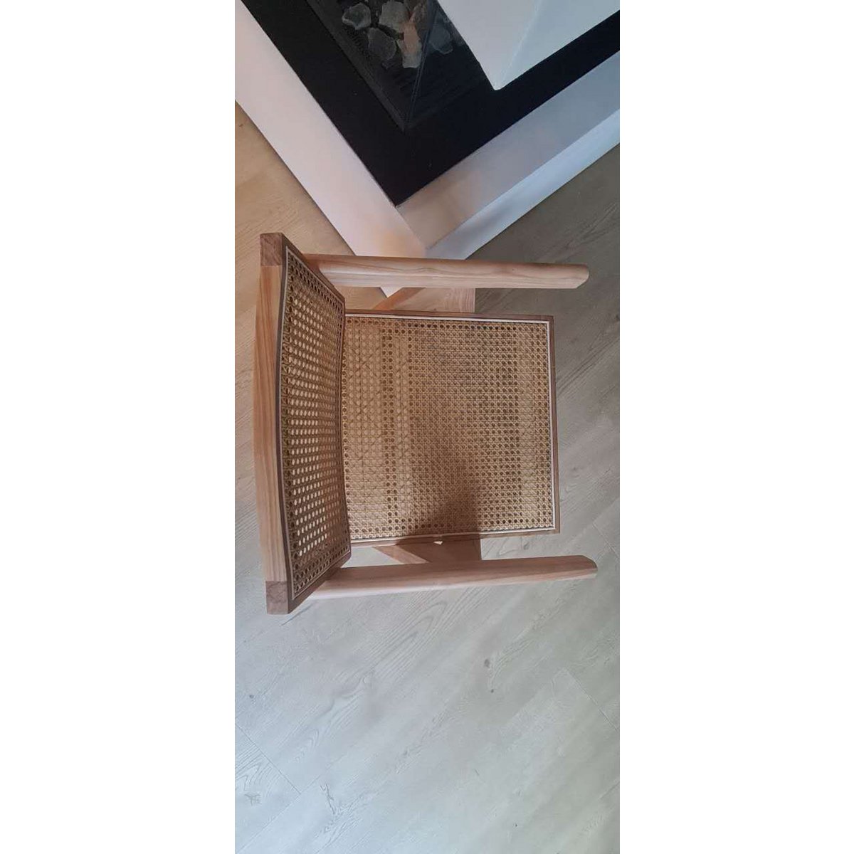 Luxury design chair Pierre Jeanneret walnut color + rattan, top quality - Chandigarh