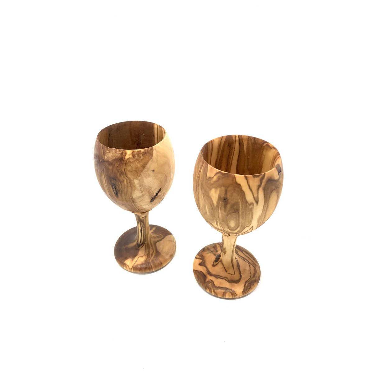 VINO wine goblet made of olive wood, stemmed glass