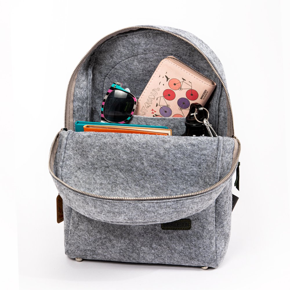 Biggdesign Faces Zippered Felt Backpack