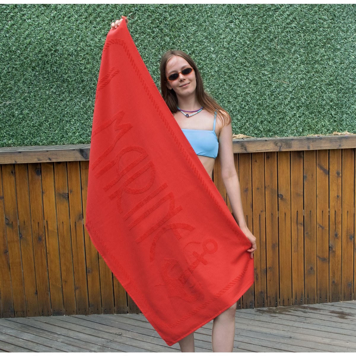 Anemoss Anchor Beach Towel – Red, 140x70 cm/27.5x55 inches