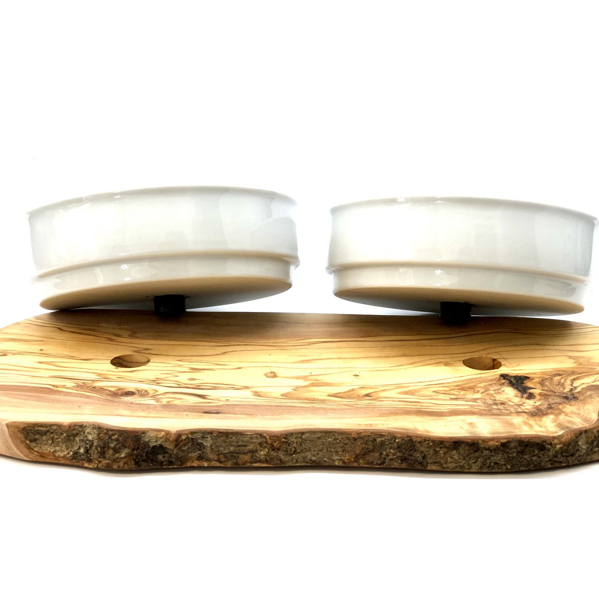 Feeding station RUSTY (2x 0.9 liter porcelain bowl) for feed and water
