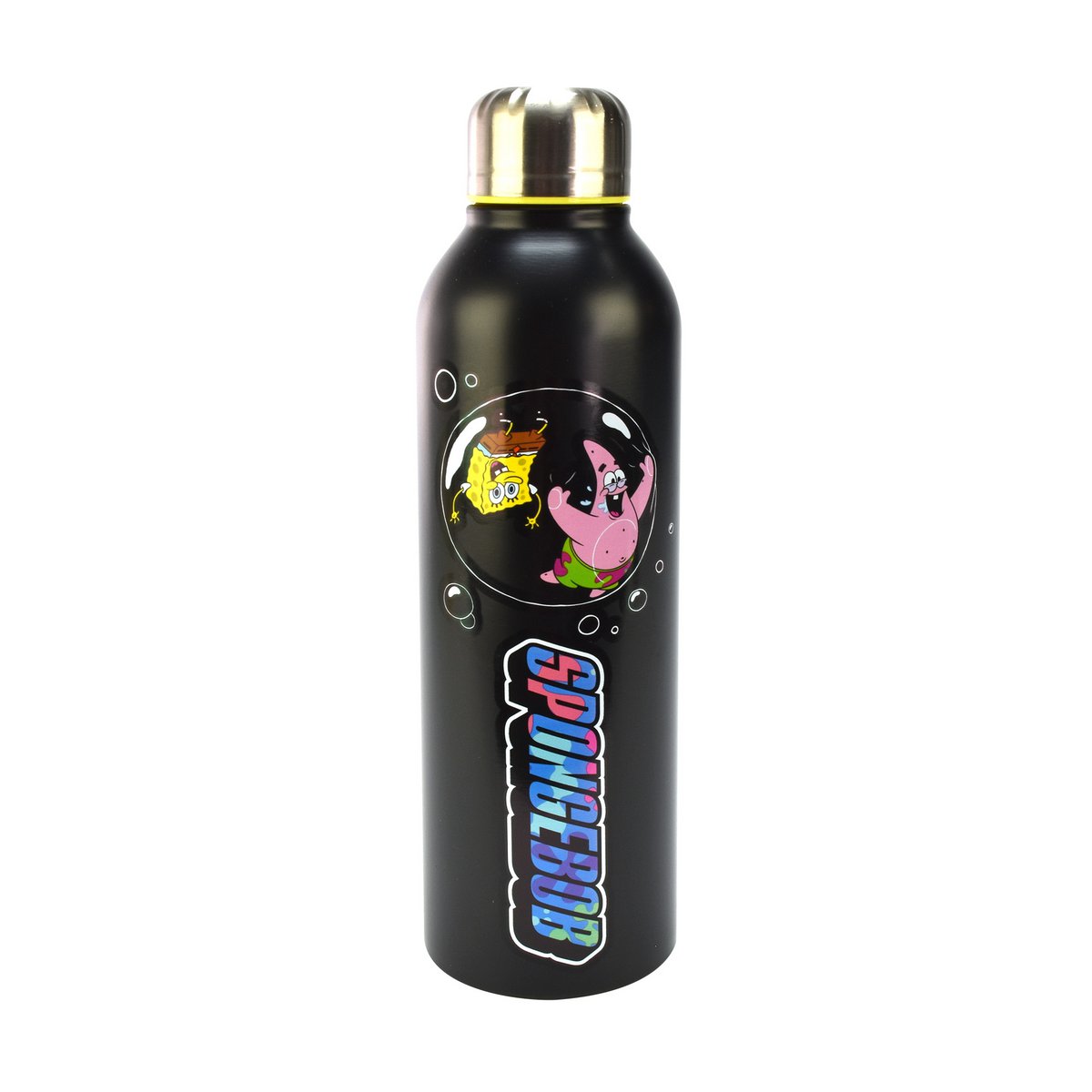SpongeBob drinking bottle made of stainless steel, 700 ml, SpongeBob and Patrick blowing soap bubbles, official merch, ideal gift idea